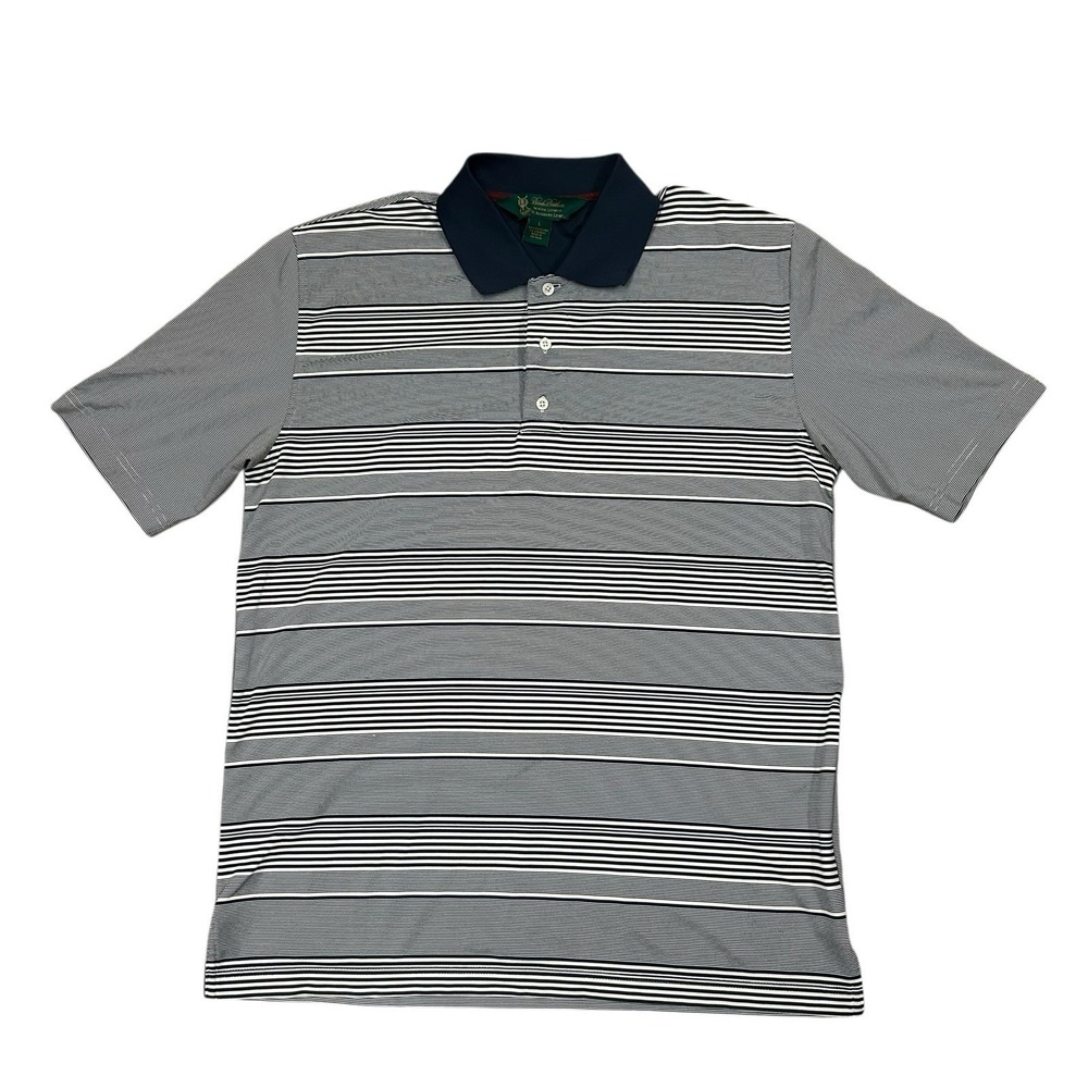 Brooks Brothers St Andrews Links Polo Shirt Mens Large Golf Striped Performance - Picture 2 of 7